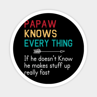 Papaw Knows Everything If He Doesn't Know He Makes Stuff Up Really Fast Happy Father Parent Day Magnet